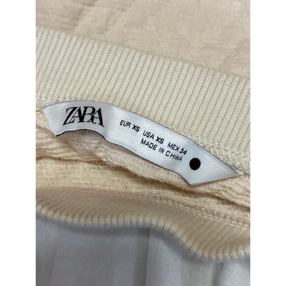 Zara Women Beige White Knit Layered Long Sleeve Peasant Shirt Blouse Top Size XS - Picture 3 of 4